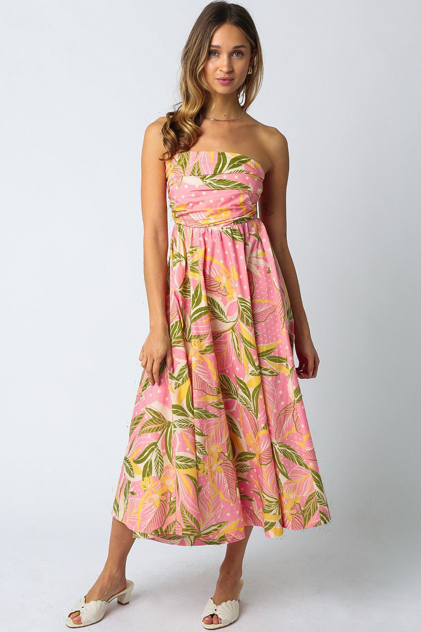 Pink Paradise Cotton Midi Dress