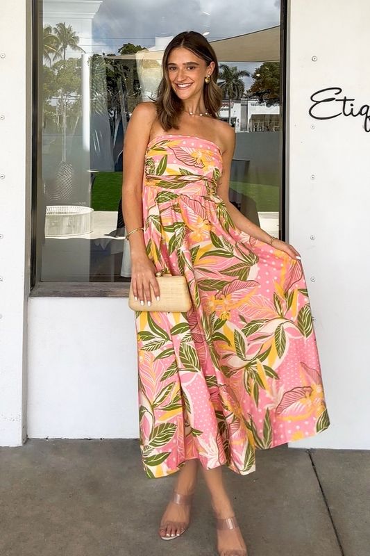 Pink Paradise Cotton Midi Dress