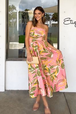 Pink Paradise Cotton Midi Dress