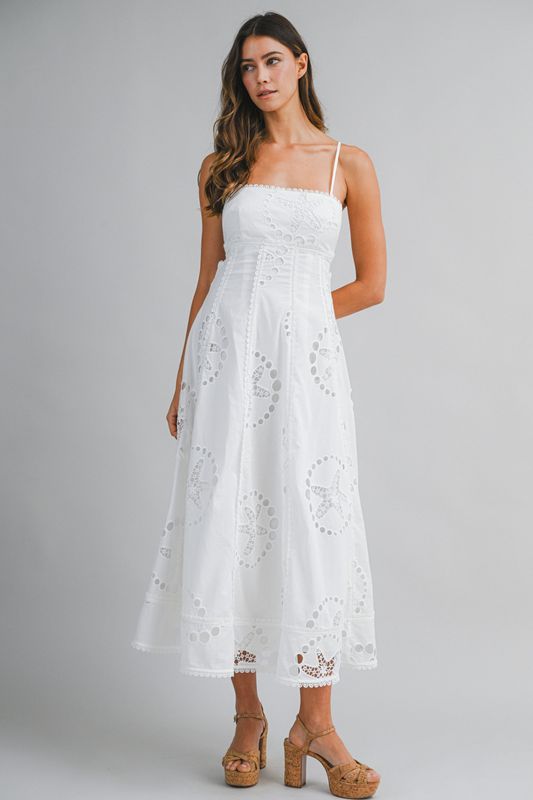 Starfish Eyelet Cotton Blend Midi Dress