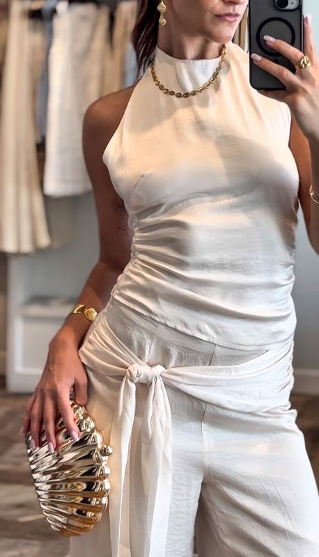 Afterglow Satin Ring Back Halter