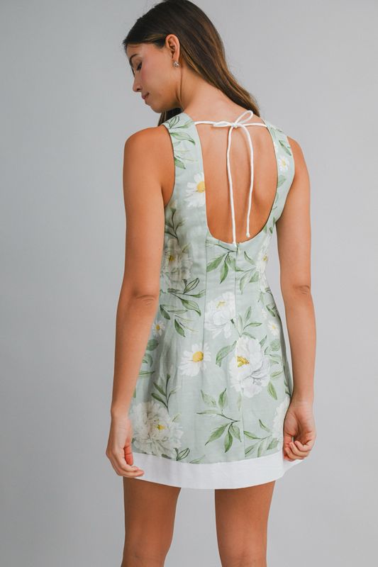Soft Blooms Linen Blend Shift Dress