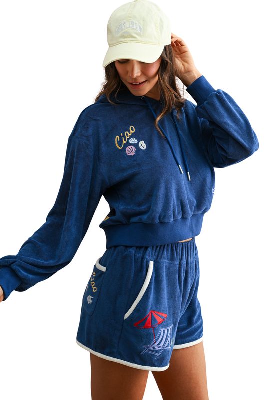 Ciao Embroidered Terry Shorts