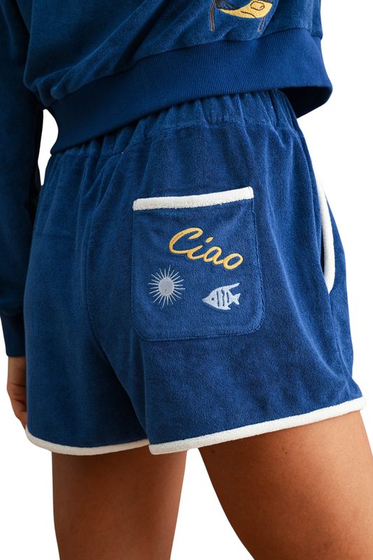 Ciao Embroidered Terry Shorts