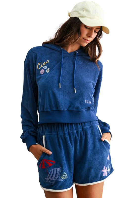 Ciao Embroidered Terry Hoodie