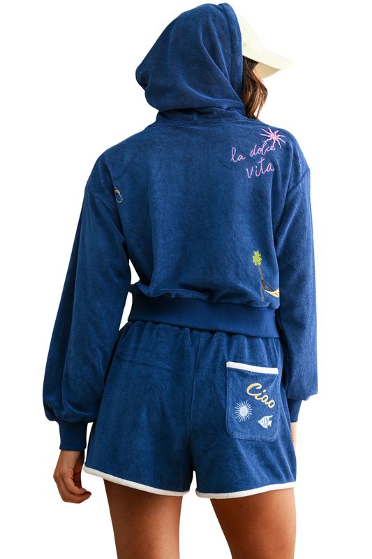 Ciao Embroidered Terry Hoodie