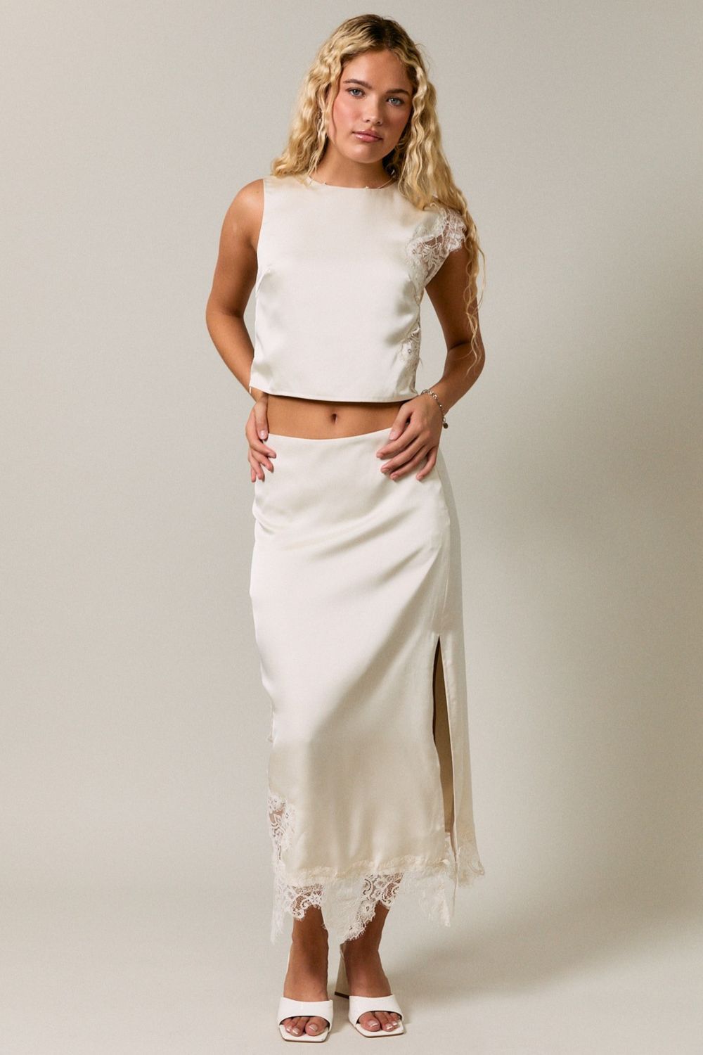 Amelia Satin and Lace Skirt