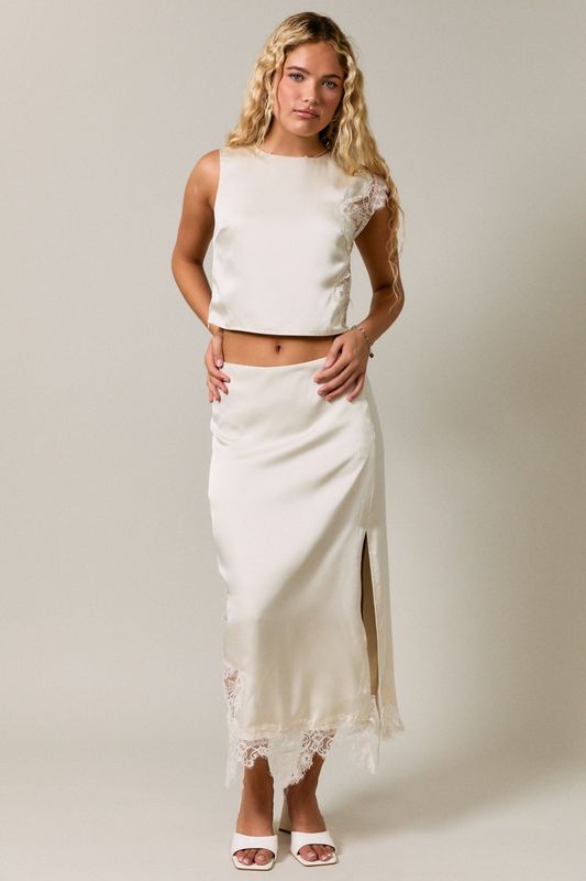 Amelia Satin and Lace Skirt