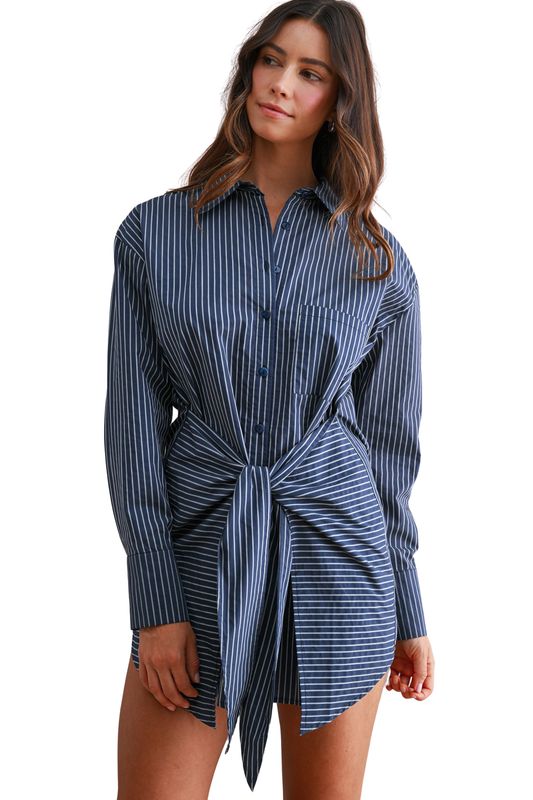 Wrapped Up Stripe Cotton Dress