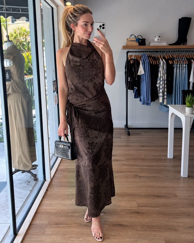 Sable Rose Scarf Column Dress