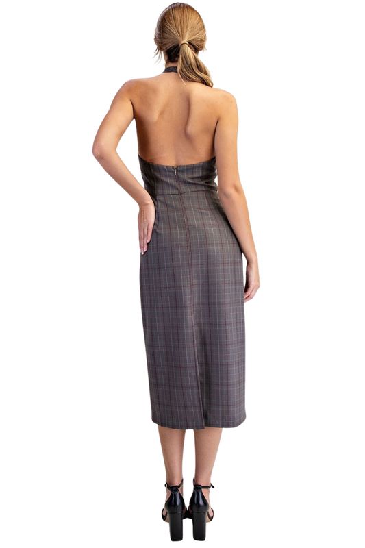 Odette Plaid Midi Dress