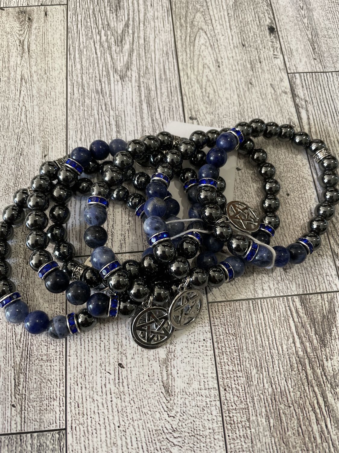 Hematite/ Sodalite Charm Bracelet 