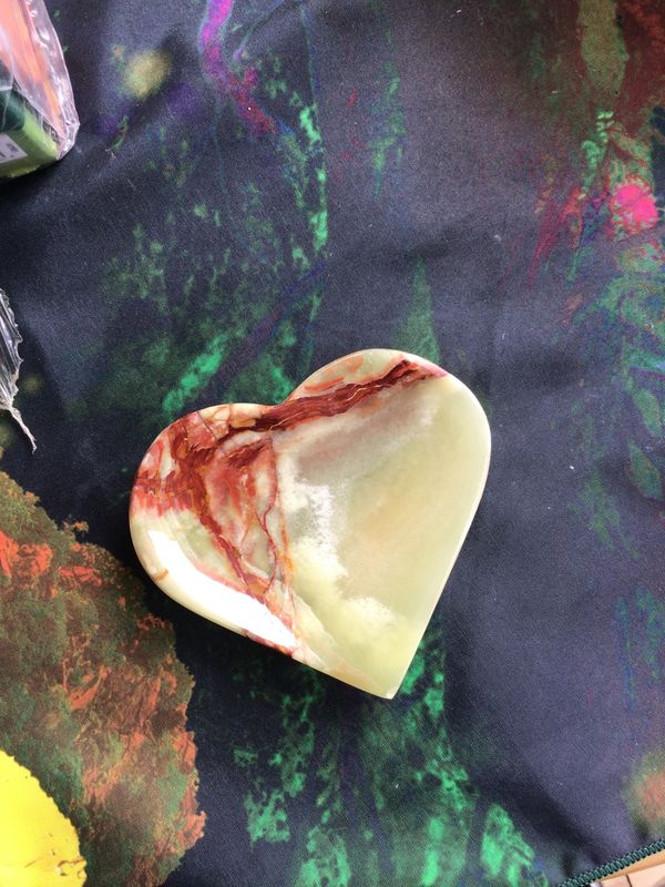 Green Onyx Heart Offering Plates Small