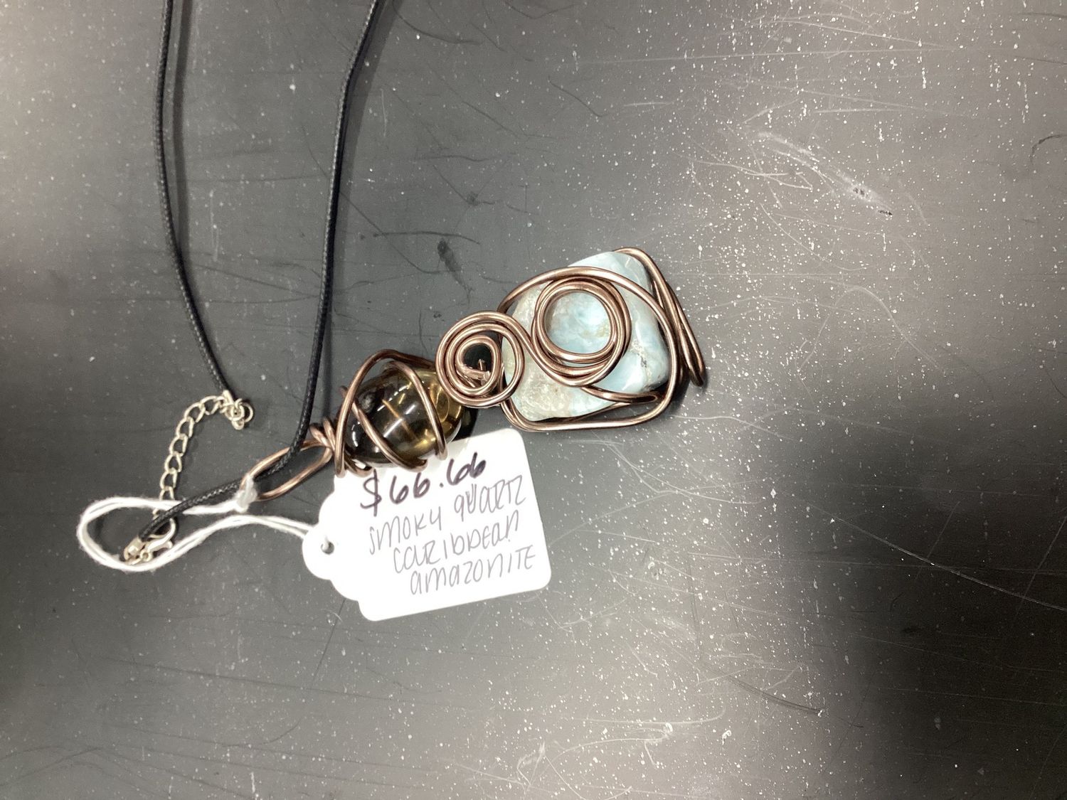 Happy( Smoky Quartz, Caribbean Amazonite)