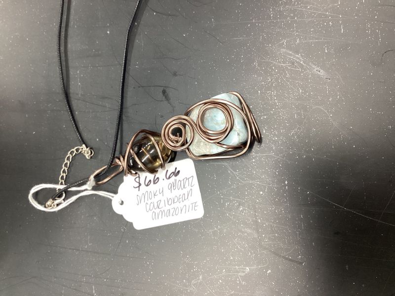 Happy( Smoky Quartz, Caribbean Amazonite)