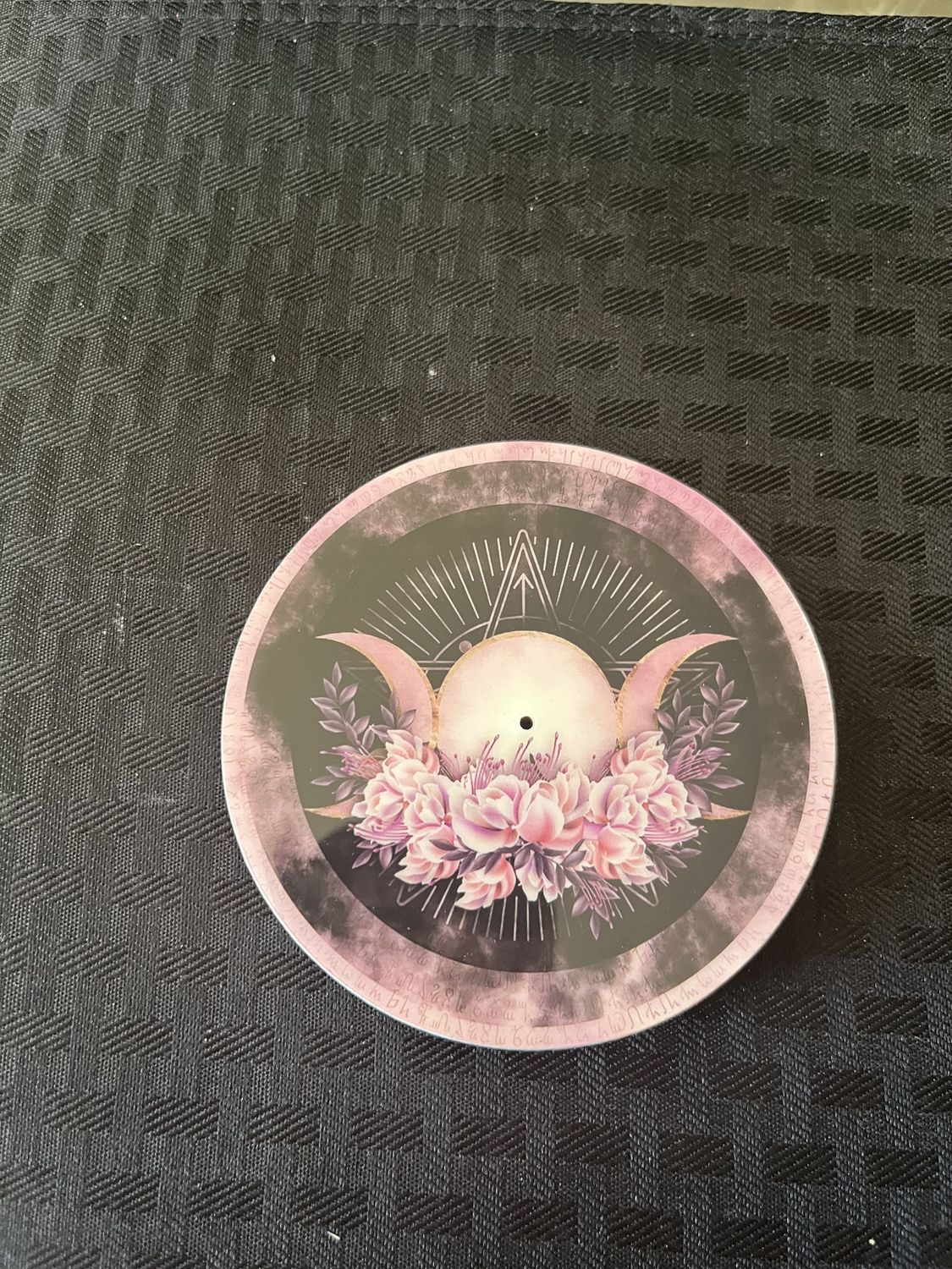 Triple Moon Rose Round Wooden Ash Catcher