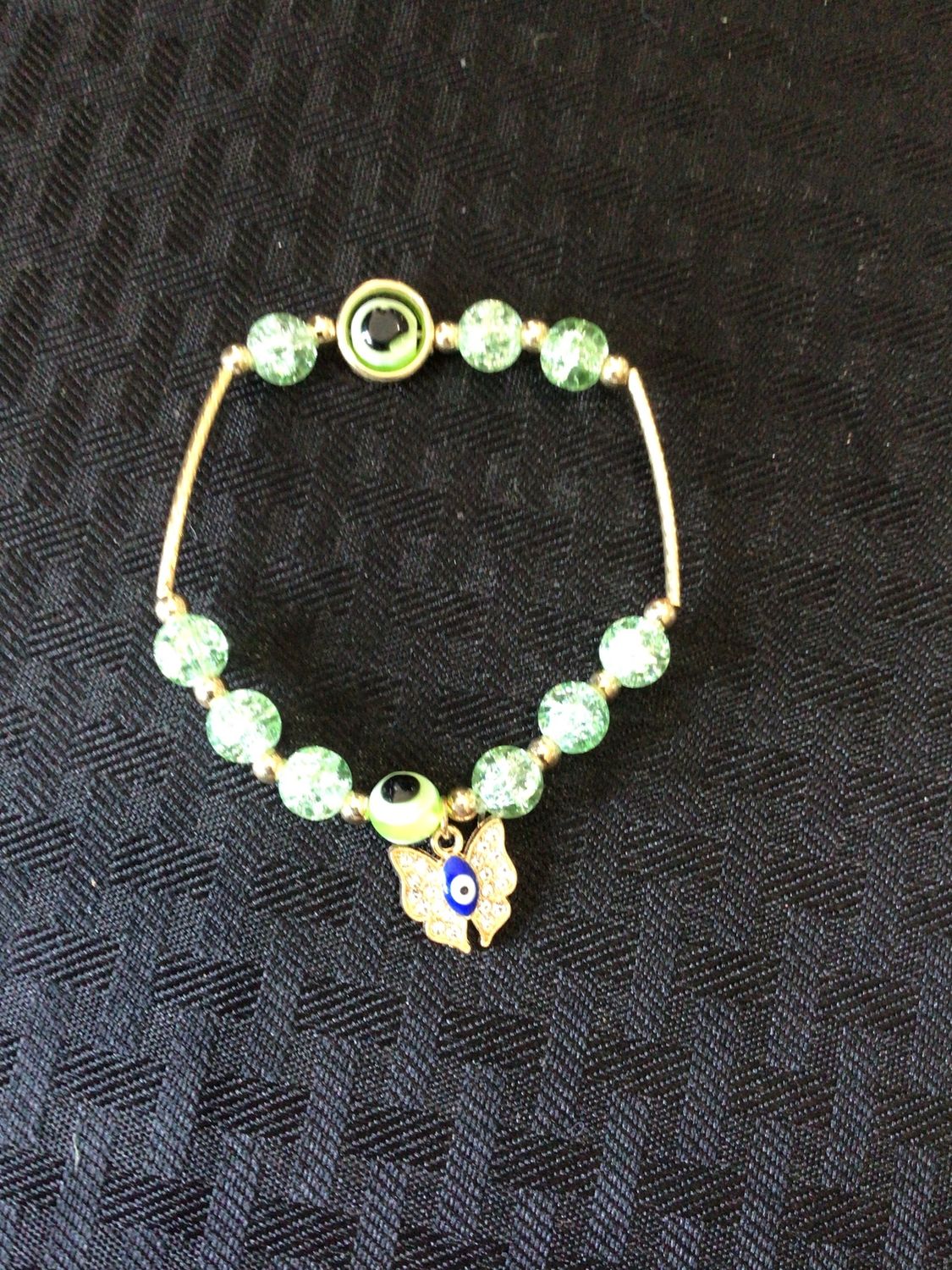 Evil Eye Bracelet - Blue w/Charm Butterfly