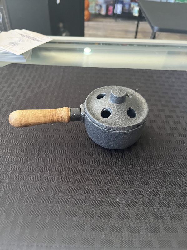 Charcoal Burner w/Lid &amp; Wood Handle