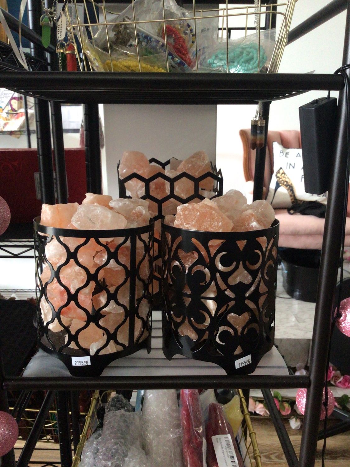 Himalayan Salt Basket w/Electric Dimmer Light