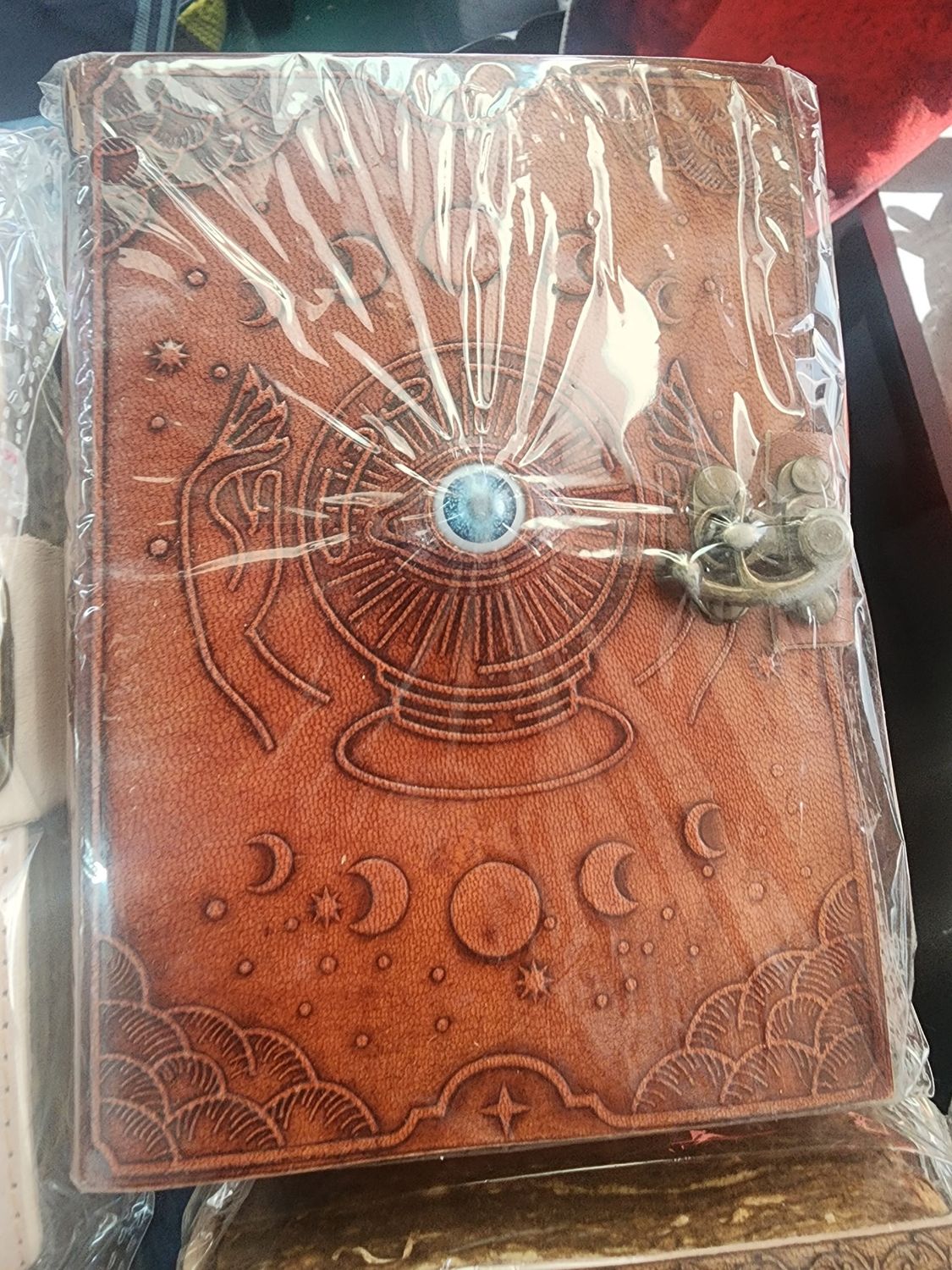 Leather Grimoire w/stones
