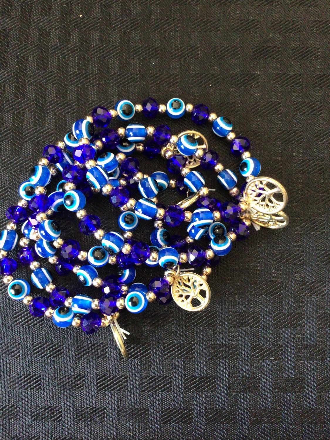 Evil Eye Bracelet - Blue w/Charm Tree of Life