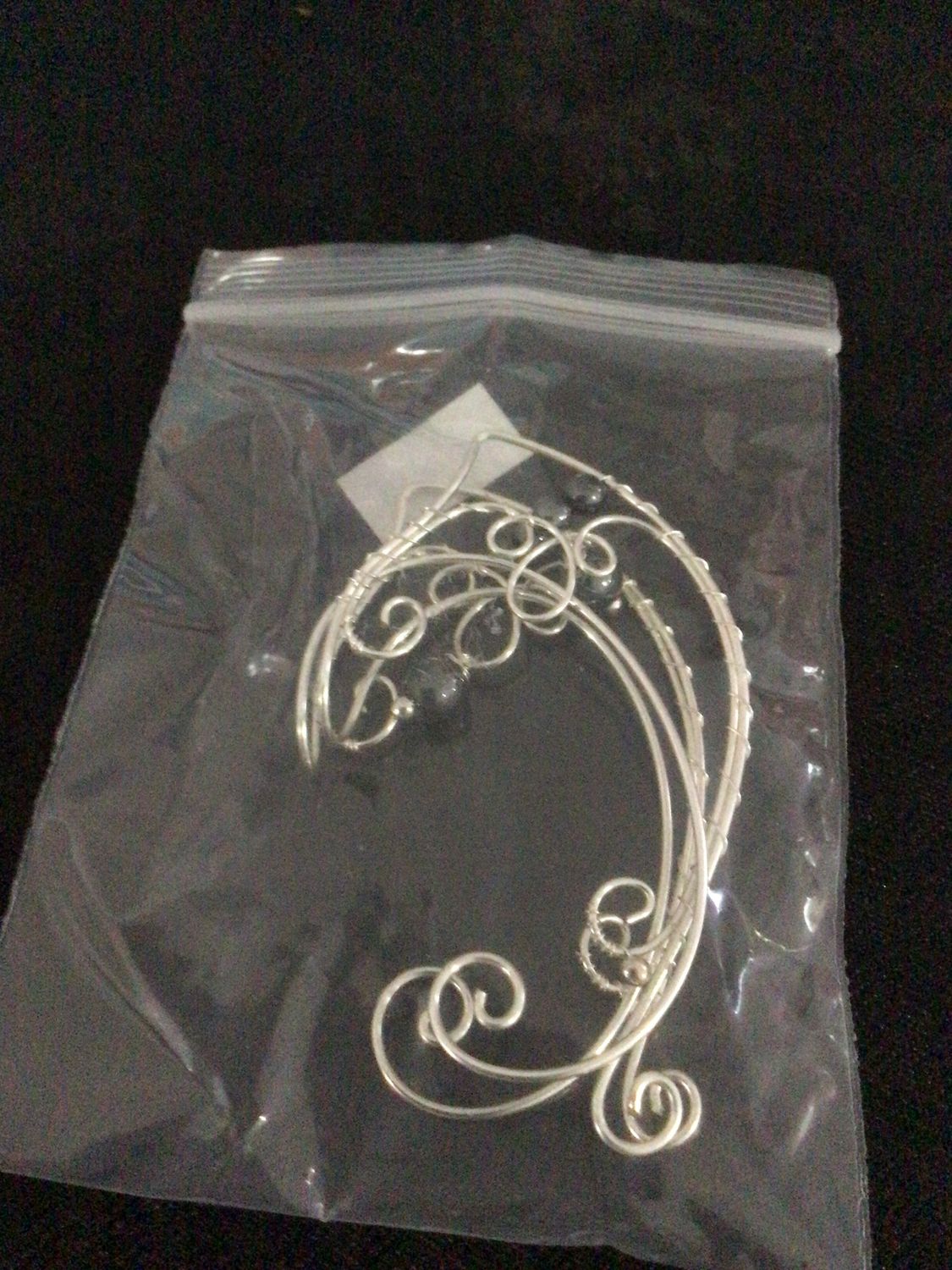 Silver with Blue Bead Ear Cuffs