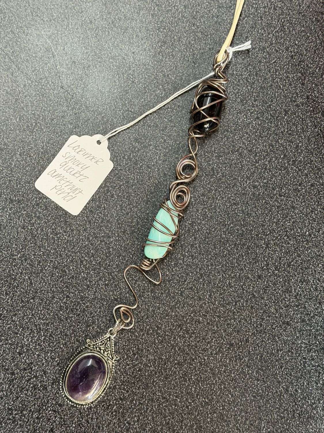 Vanellope (Larimer, Smoky Quartz, Amethyst Pend)