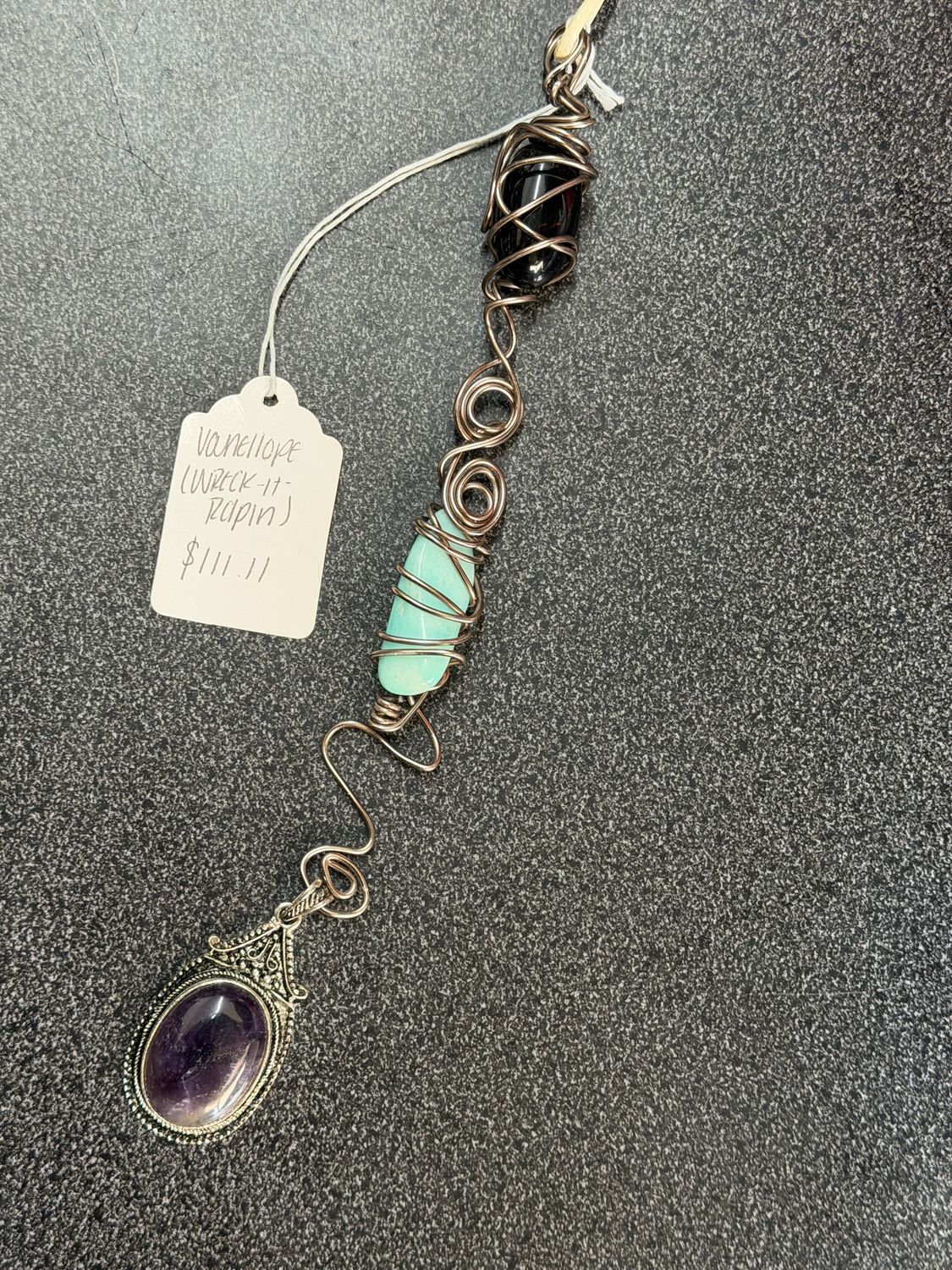 Vanellope (Larimer, Smoky Quartz, Amethyst Pend)