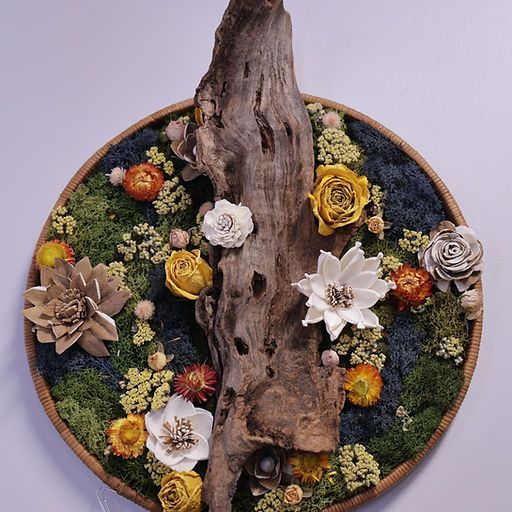 Dried Flower Moss Frame- Yellow