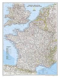 France, Belgium &amp; Netherlands Wall Map · Nat Geo