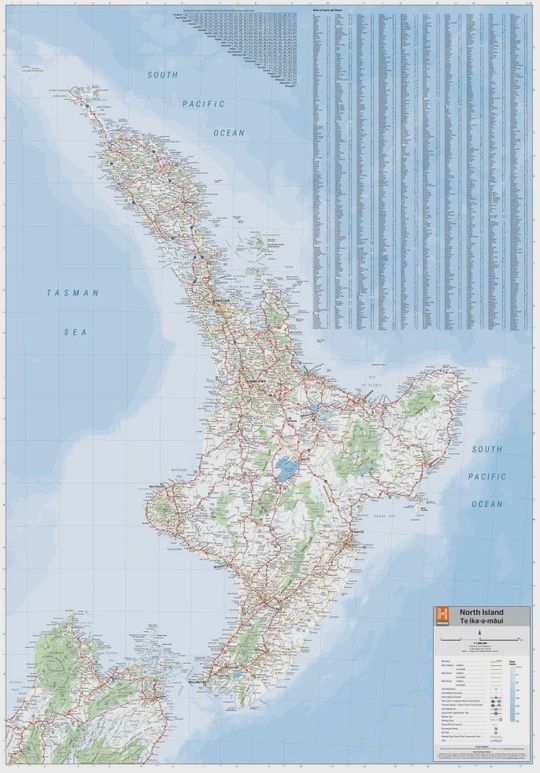 North Island (Te Ika-a-Māui) New Zealand Wall Map