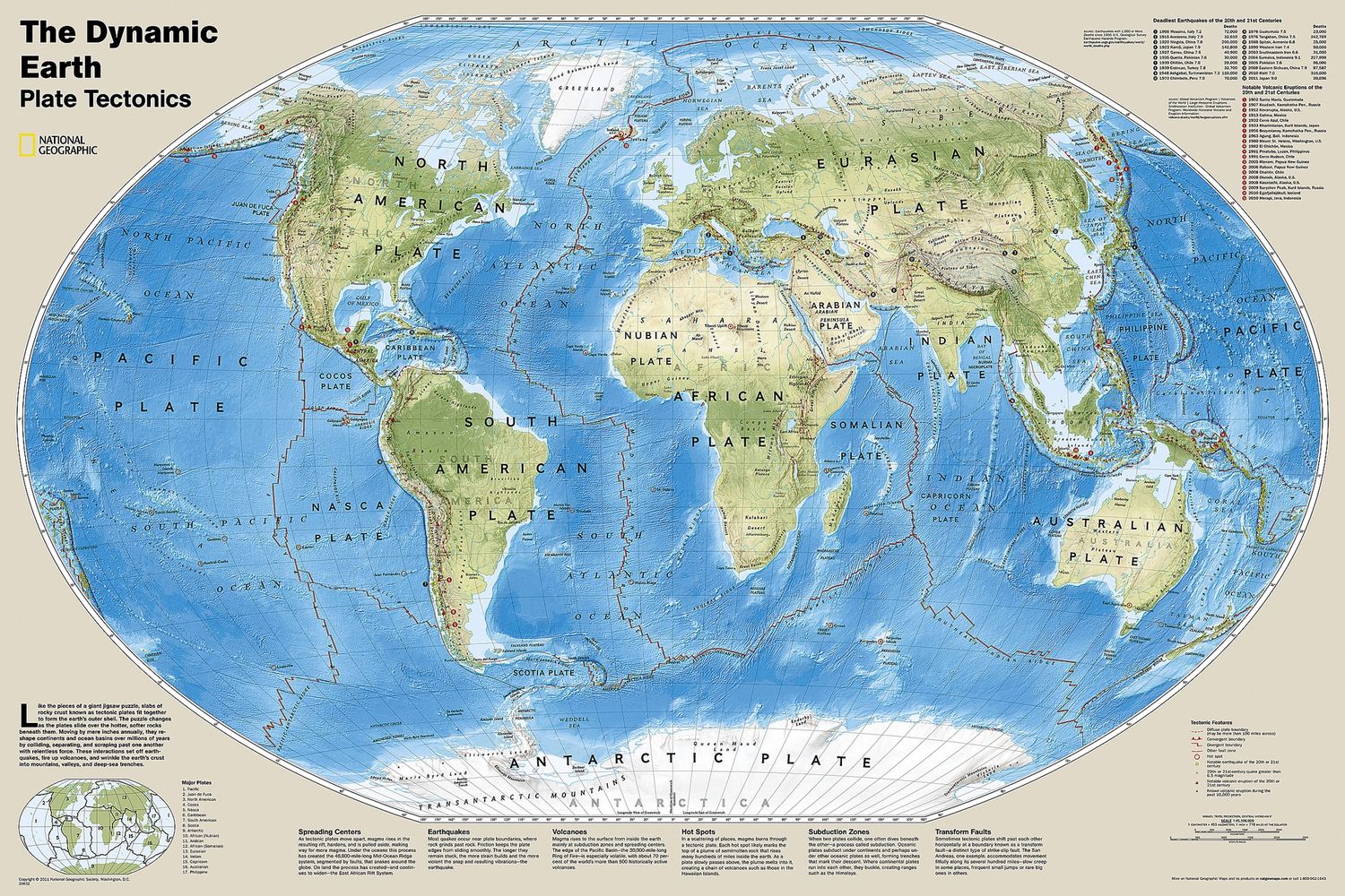 Dynamic Earth, Plate Tectonics Wall Map · Nat Geo