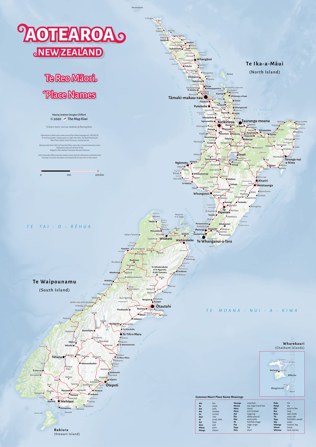 Te Reo Māori Map of Aotearoa/New Zealand