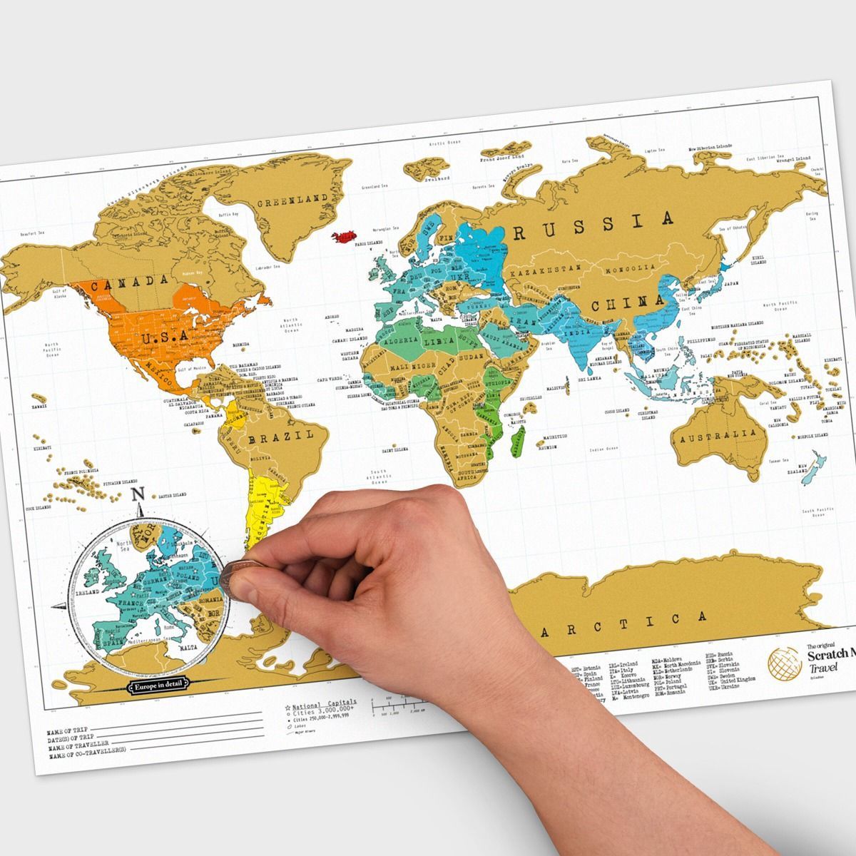 World Scratch Map - Classic Travel A3