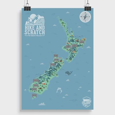 Hike &amp; Scratch Map New Zealand