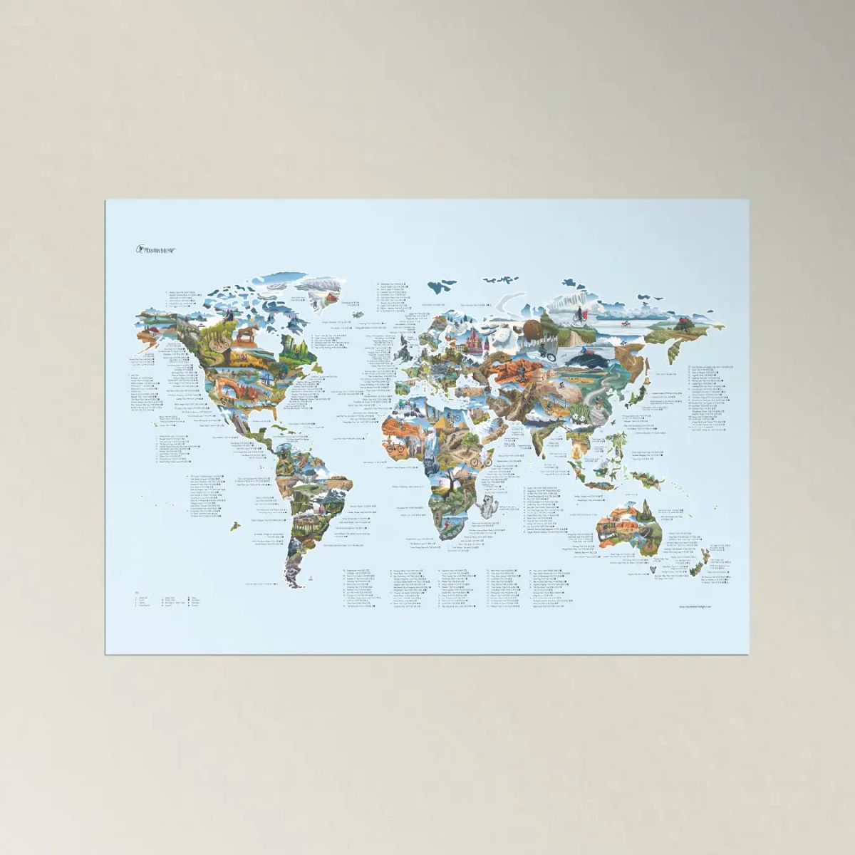 World Awesome Maps Mountain Bike Wall Map