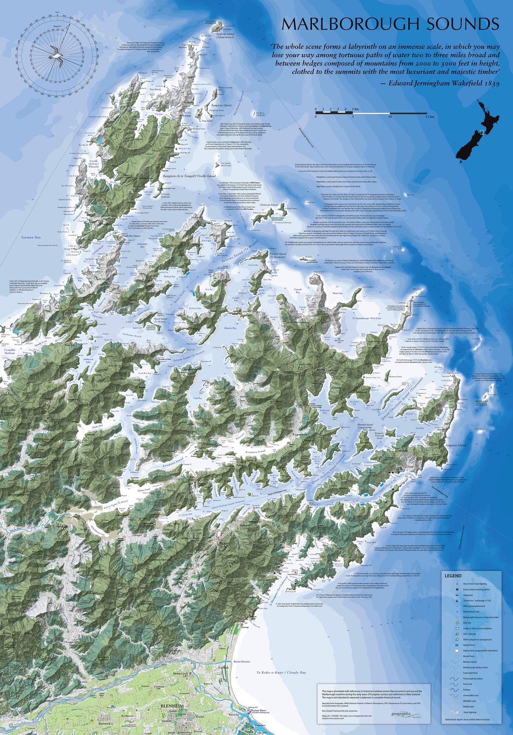 Marlborough Sounds Wall Map · Geographx