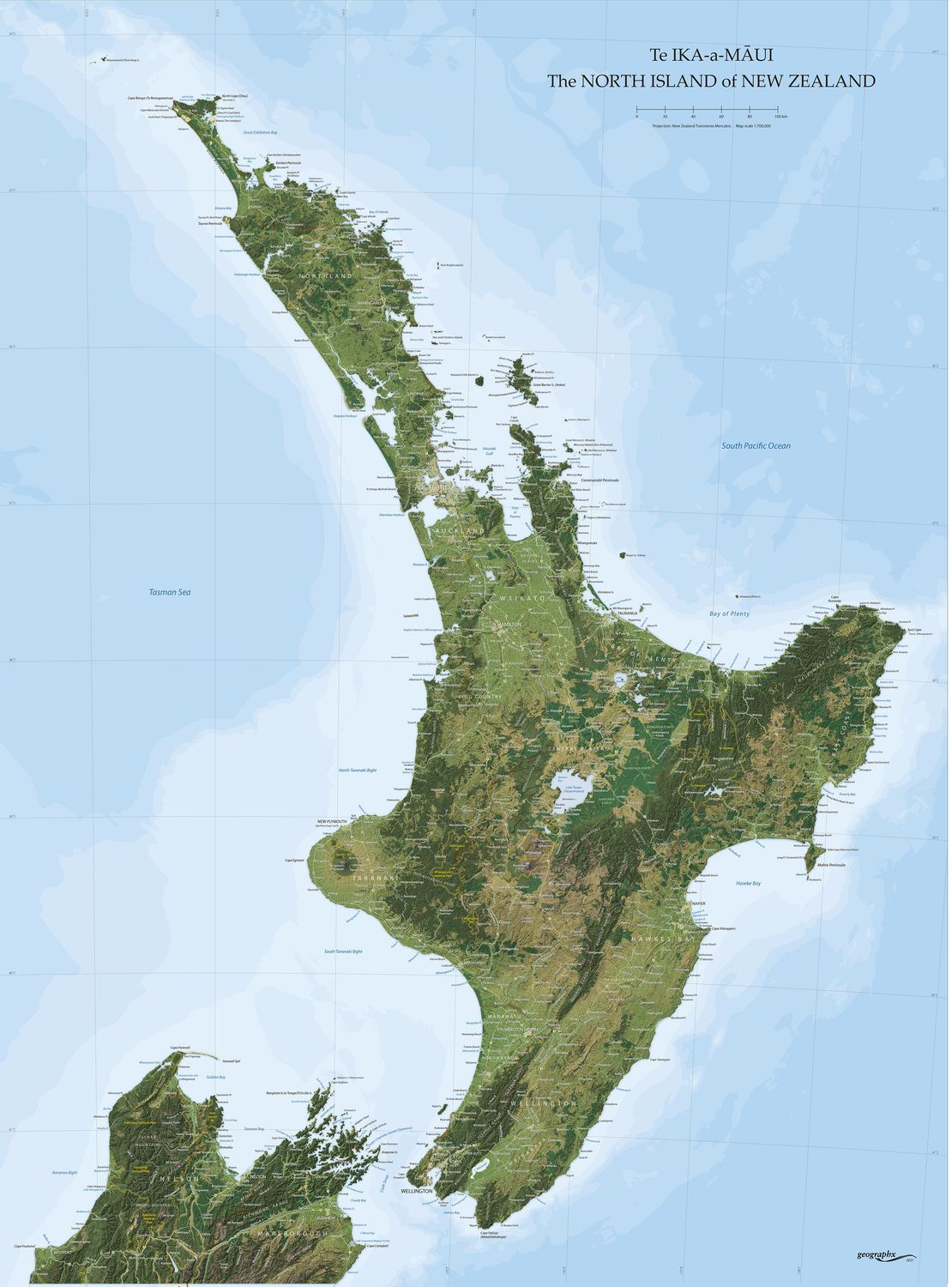 North Island Wall Map · Geographx