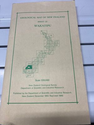 Geological map of New Zealand 1:250,000 Sheet 22 Wakatipu