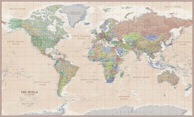 ITMB World Wall Map Antique