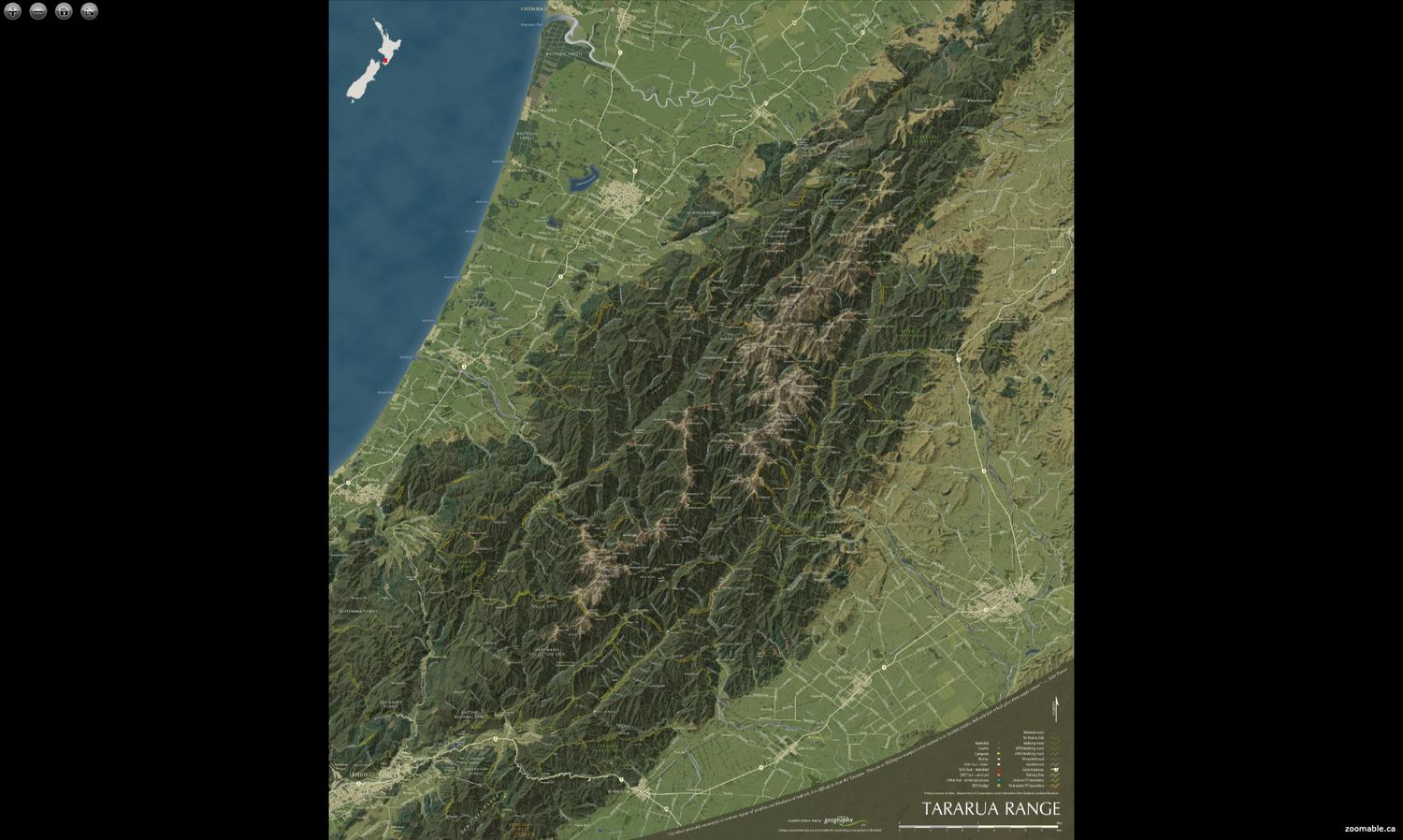 Geographx Tararua Range Wall Map