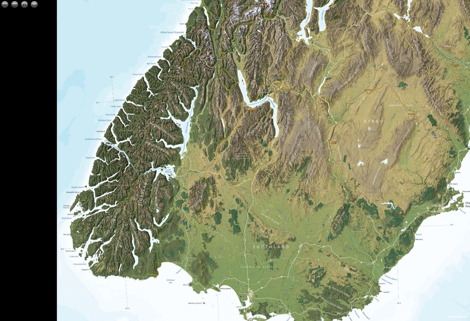 Southern South Island Wall Map · Geographx
