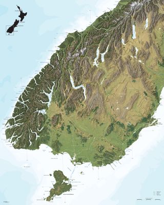 Southern South Island Wall Map · Geographx