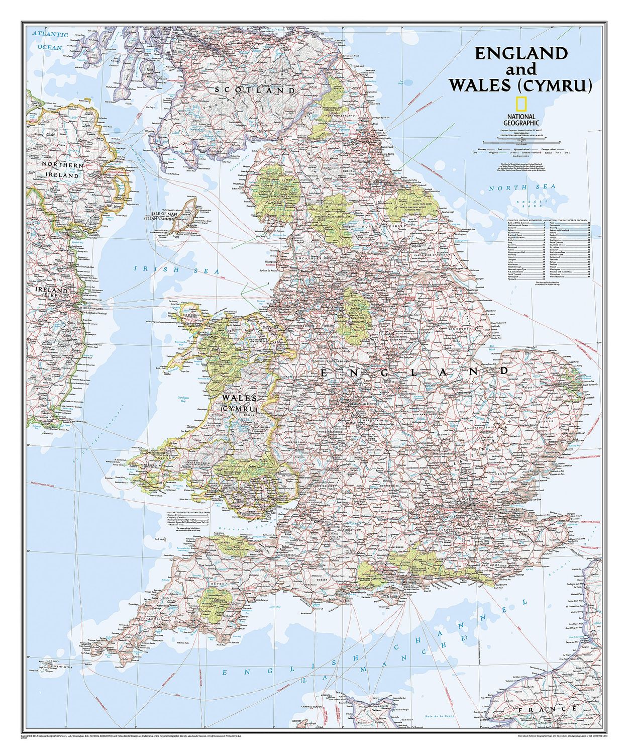 England &amp; Wales Wall Map · Nat Geo