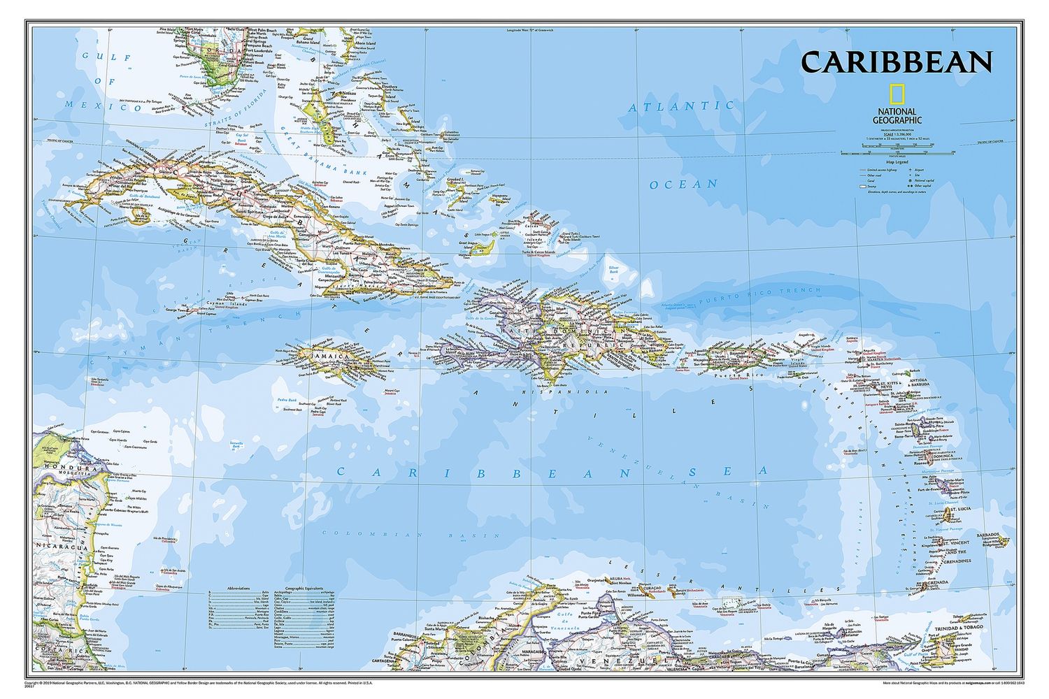 Caribbean Wall Map · Nat Geo