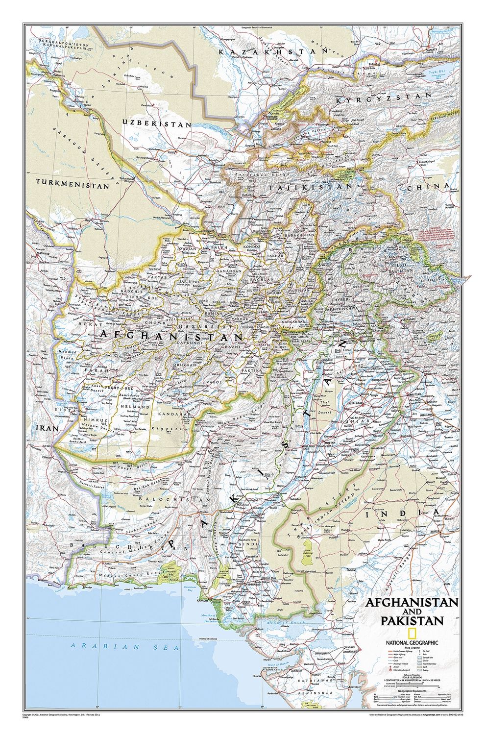 Afghanistan &amp; Pakistan Wall Map · Nat Geo