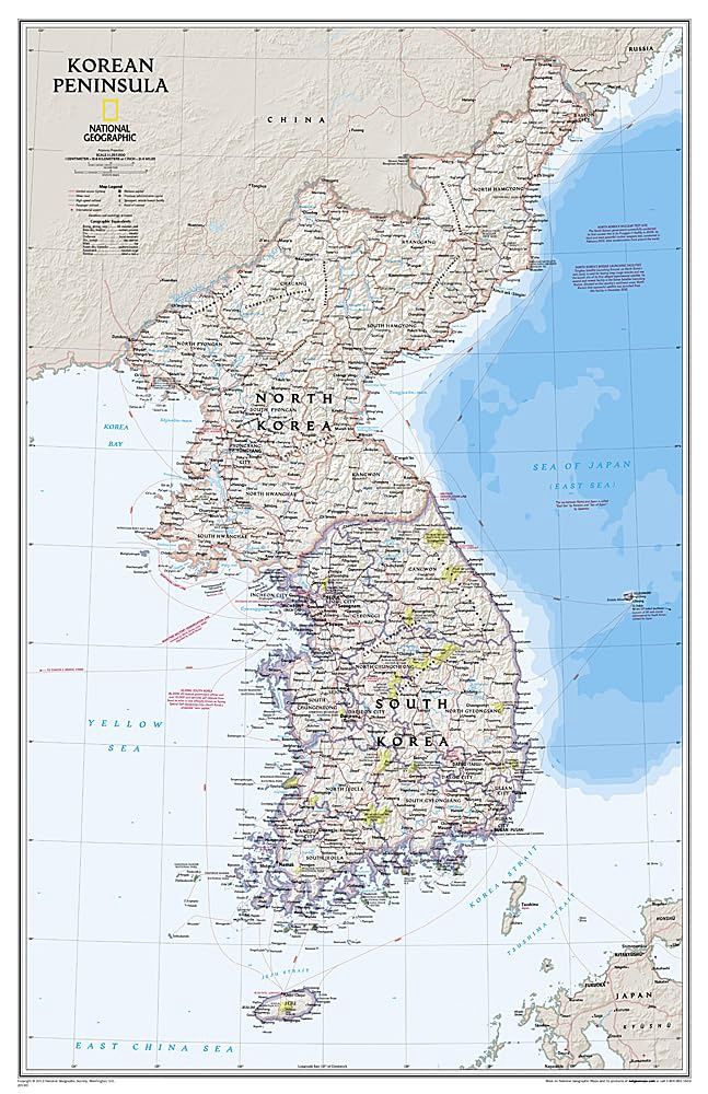 Korean Peninsula Wall Map · Nat Geo