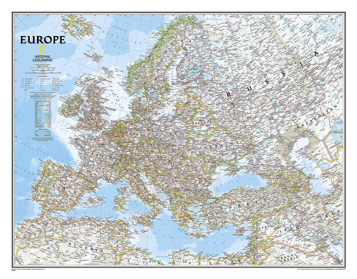 Europe Wall Map · Nat Geo, Finish: Paper, Size: Small