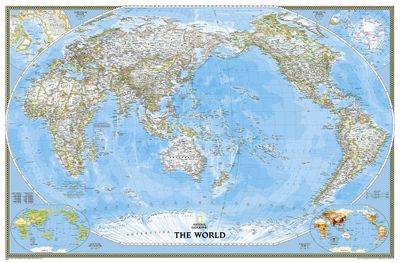 World Classic Map, Pacific Centred · Nat Geo