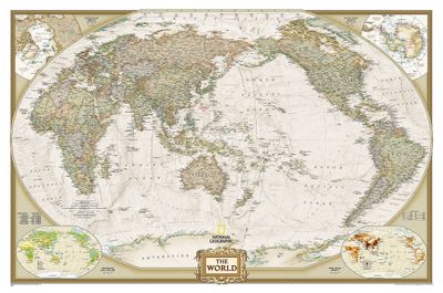 World Executive Map, Pacific Centred · Nat Geo